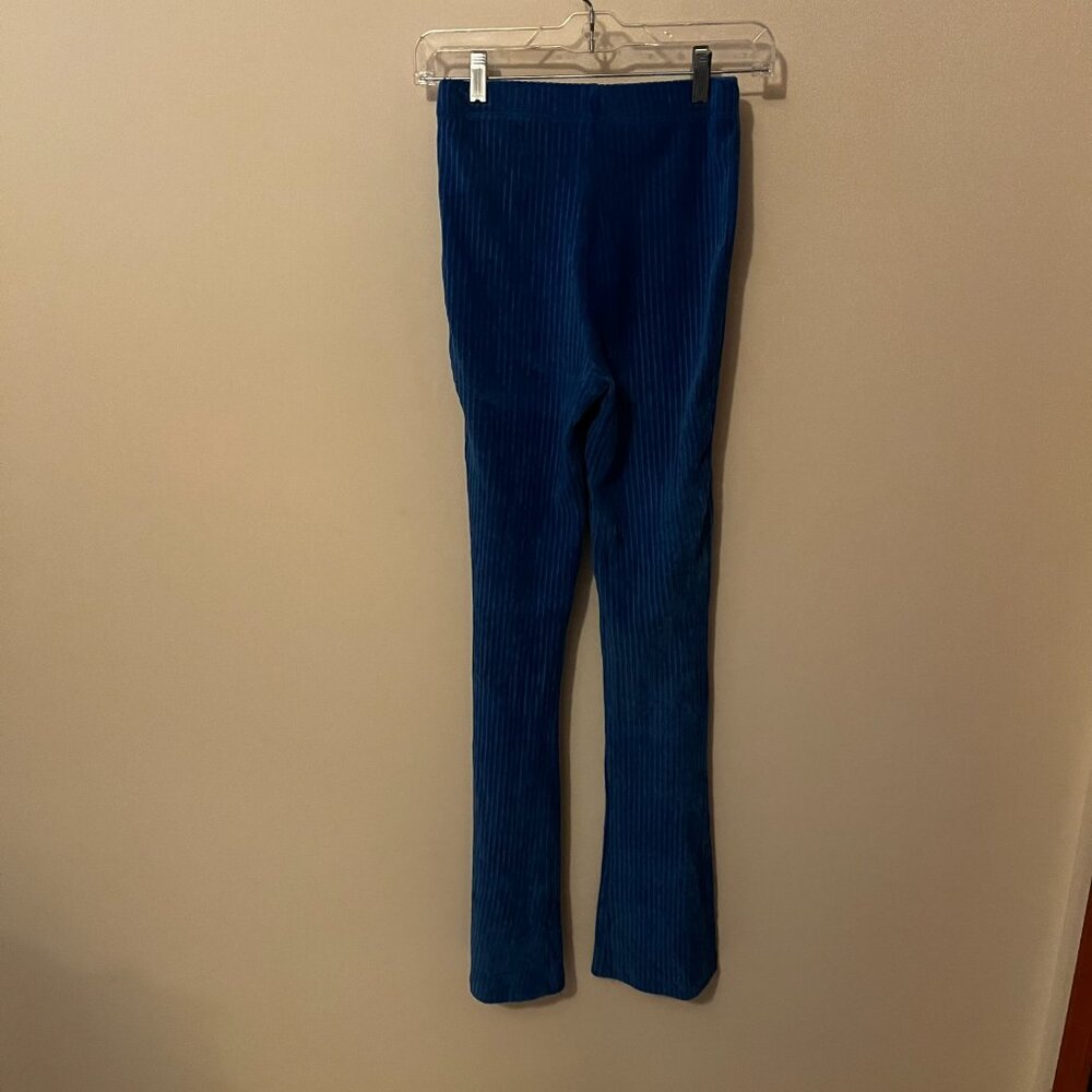 TOPSHOP/ASOS Ribbed Leg, Velour-Like Pants, Royal Blue / Size 6 - Picture 2 of 10